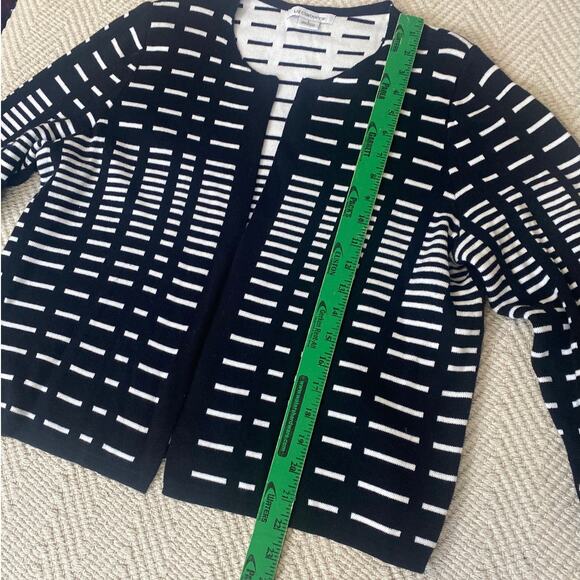 Liz Claiborne Women Size Large Sweater Open Cardigan Black White Classic Office - Picture 5 of 7